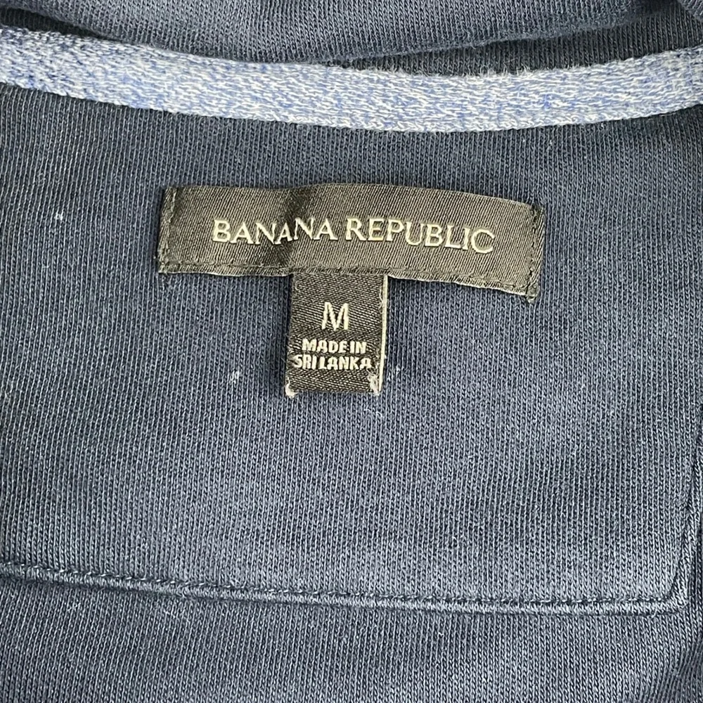 Banana Republic Sweater Mens M Navy Blue Quilted Quarter Zip Pullover Golf Layer